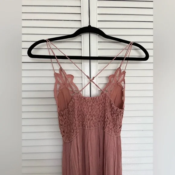 Free People Adella Maxi Slip Rose Pink Lace Dress - Picture 9 of 16